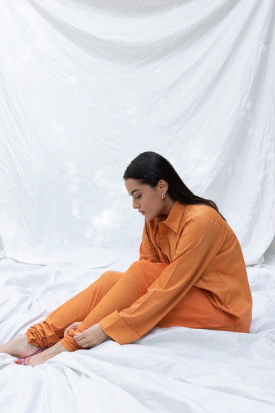 Japanese Linen Basics - Burnt Orange Kurta Set